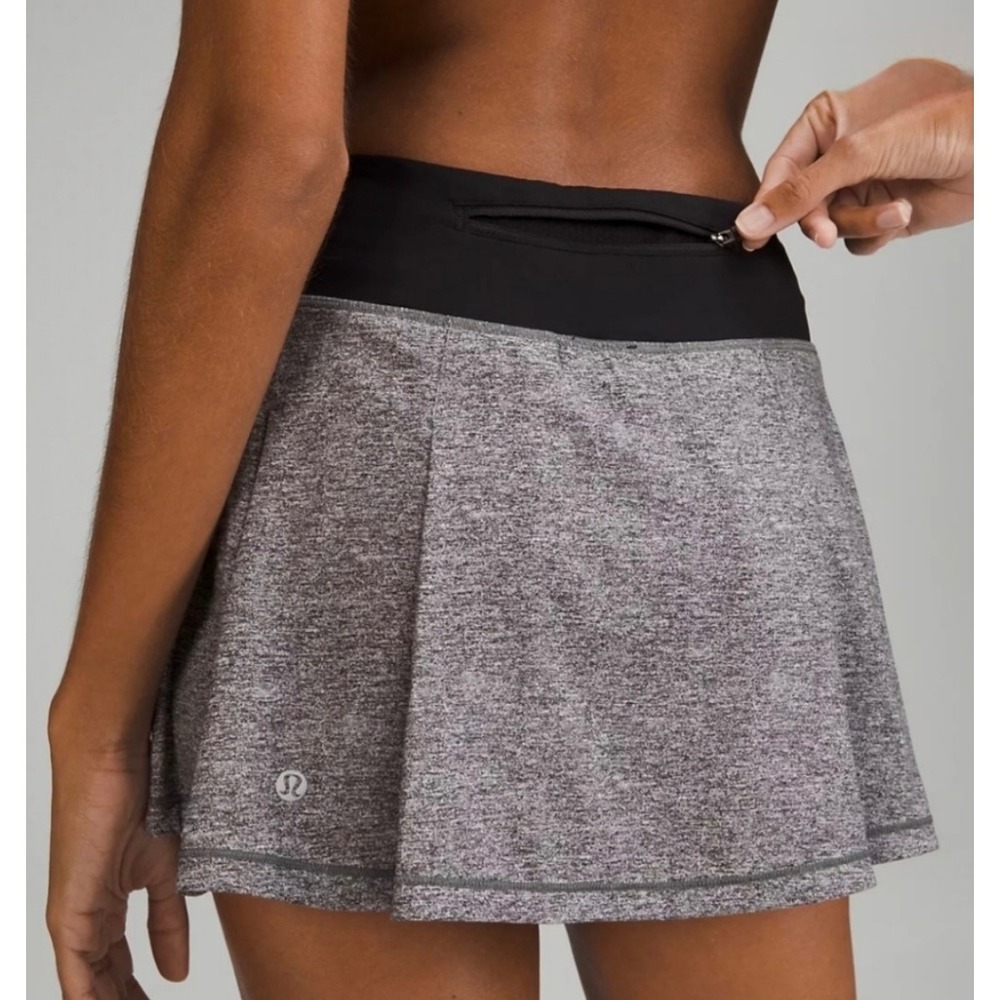 Lululemon Pace Rival Womens 12 Skirt Heathered Gray Black Athletic Running Skirt